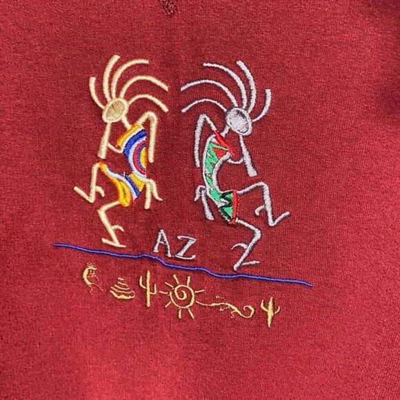 Vintage Fruit Of The Loom Red Embroidered Arizona Crew Neck Sweatshirt M - Picture 6 of 14